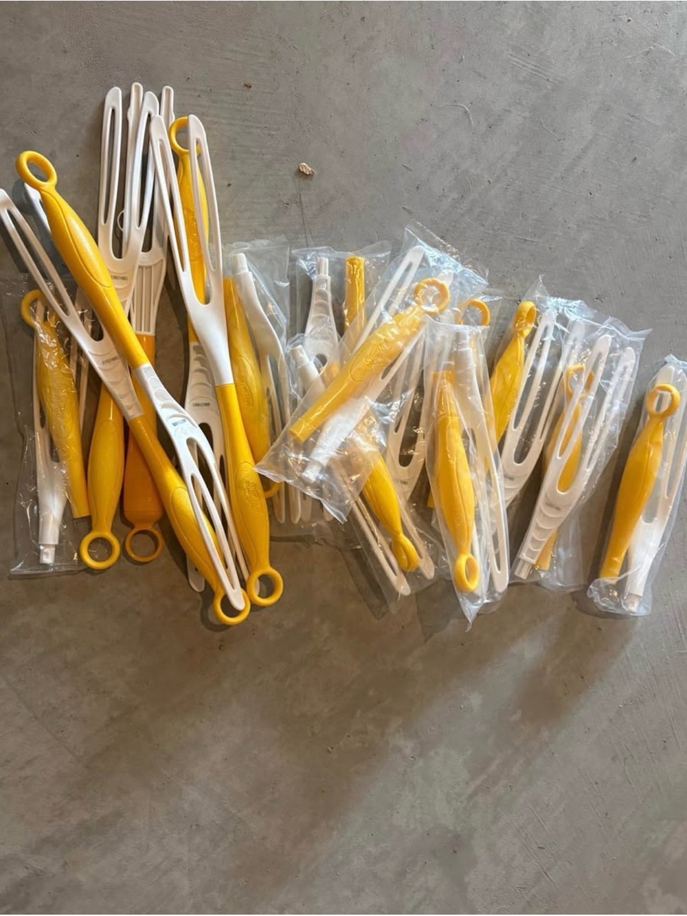 Yellow and White Kitchen Tongs Set - Versatile Home Utensil